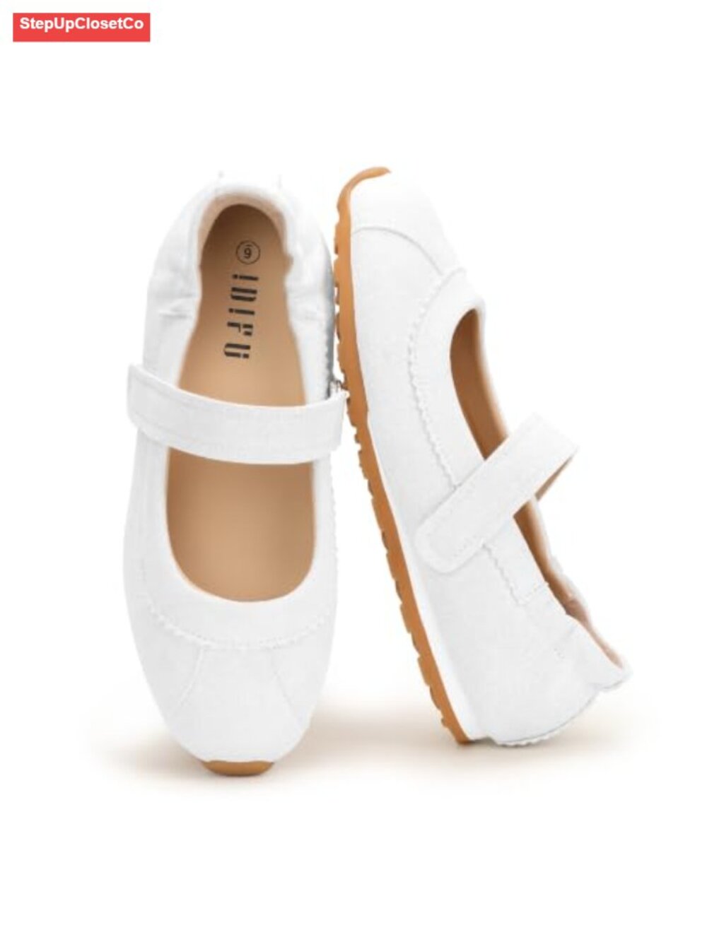 Mary Jane Sneakers Fashion Ballet Flats Adjustable Hook and Loop Closed Toe